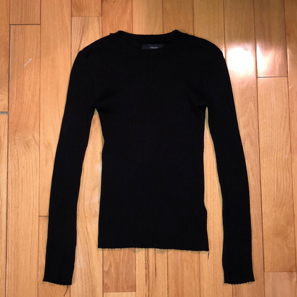 Black tight long sleeve sweater